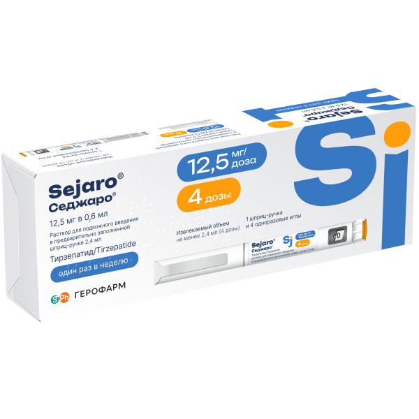 СЕДЖАРО р-р д/инъекц. п/к 12,5 мг шприц-ручка 2,4 мл №1 + 4 иглы