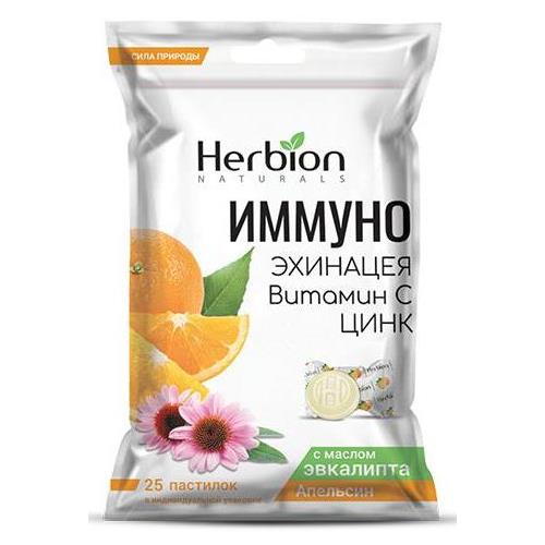 ХЕРБИОН (HERBION) ИММУНО ЭХИНАЦЕЯ, ВИТ. С, ЦИНК пастилки апельсин №25