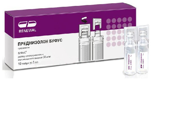 ПРЕДНИЗОЛОН РЕНЕВАЛ р-р д/инъекц. в/в, в/м 3% буфус 1 мл №10