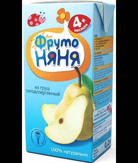 ФРУТОНЯНЯ СОК ОСВЕТЛЕННЫЙ БЕЗ САХАРА груша 200 мл