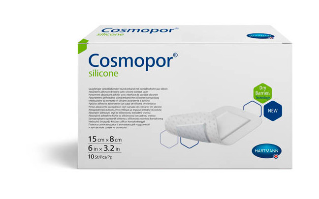 ПОВЯЗКА САМОКЛЕЮЩАЯСЯ СТЕРИЛЬНАЯ ХАРТМАНН COSMOPOR SILICONE 8см х 15см №10