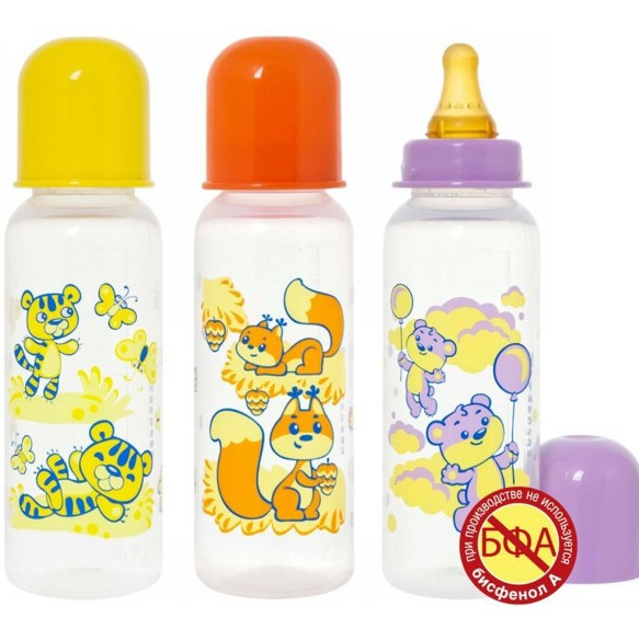 КУРНОСИКИ БУТЫЛОЧКА 250 мл 11145 латекс. соска Мои любимые животные