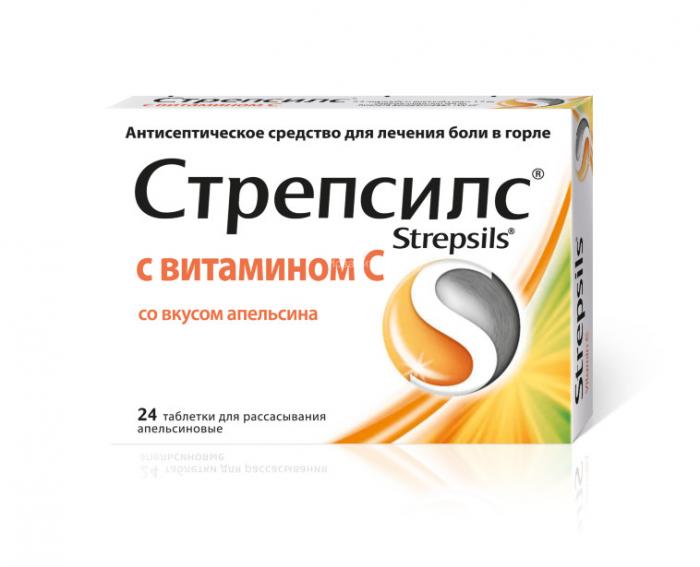 СТРЕПСИЛС ВИТАМИН С апельсин табл. д/рассас. №24