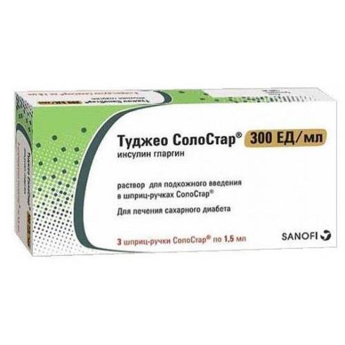 ТУДЖЕО СОЛО СТАР р-р д/инъекц. п/к 300 ед/мл шпр.- ручка 1,5 мл №3