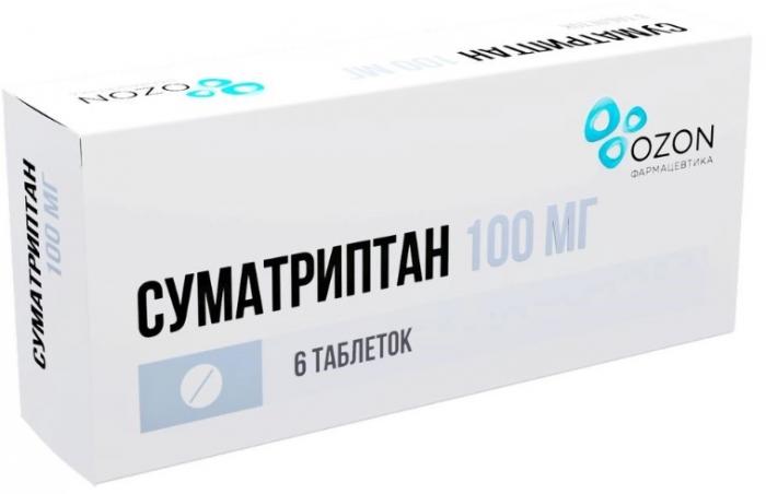 СУМАТРИПТАН ОЗОН табл. п/о плен. 100 мг №6