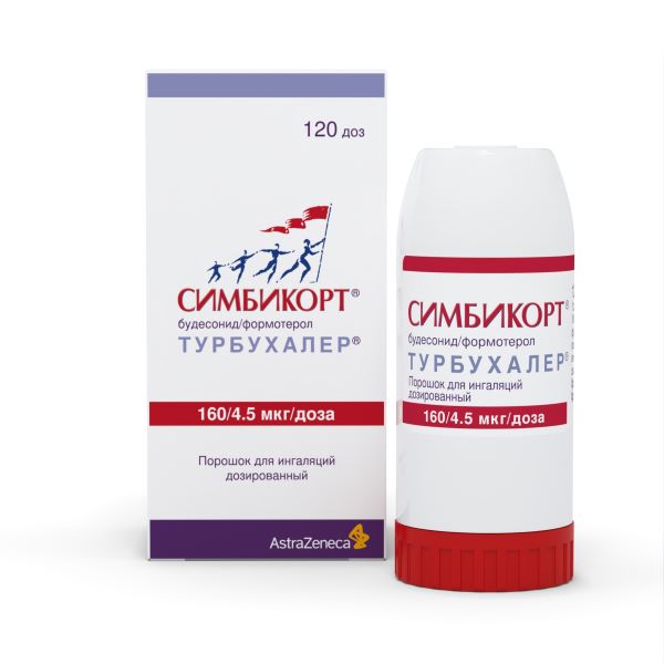 СИМБИКОРТ ТУРБУХАЛЕР пор. д/ингал. 160+4,5 мкг/доза 120 доз