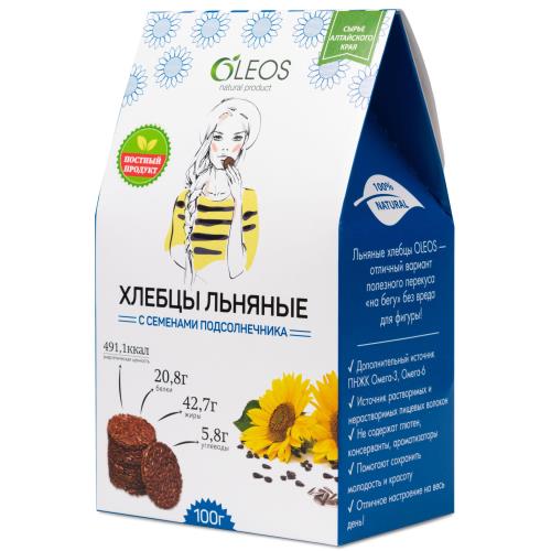 ОЛЕОС ХЛЕБЦЫ ЛЬНЯНЫЕ с семечками 100 гр