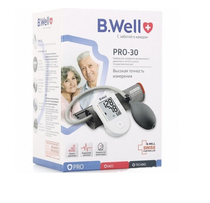 БИ ВЕЛЛ (B.WELL) ПРИБОР (ТОНОМЕТР) ИЗМ. АРТ. ДАВЛЕНИЯ ПОЛУАВТОМАТ PRO-30