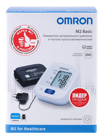 ОМРОН (OMRON) ПРИБОР (ТОНОМЕТР) ИЗМ. АРТ. ДАВЛЕНИЯ АВТОМАТ + АДАПТЕР И УНИВЕРСАЛЬНАЯ МАНЖЕТА M2 BASIC (HEM-7121-ALRU)