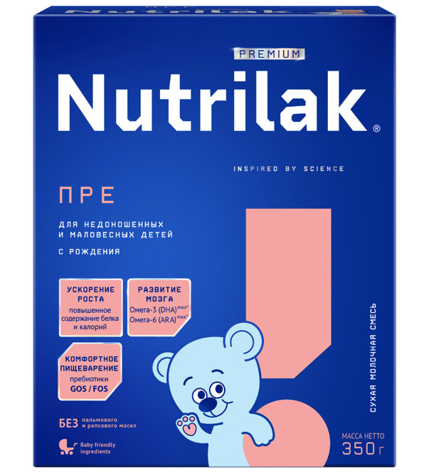 НУТРИЛАК ПРЕМИУМ СМЕСЬ СУХАЯ МОЛОЧНАЯ ПРЕ для маловесных детей 350 гр