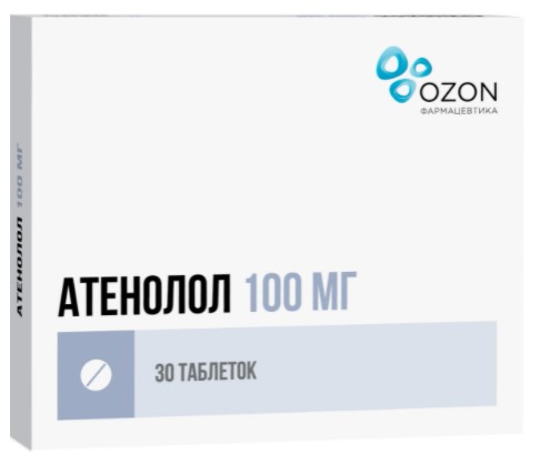 АТЕНОЛОЛ ОЗОН табл. п/о плен. 100 мг №30