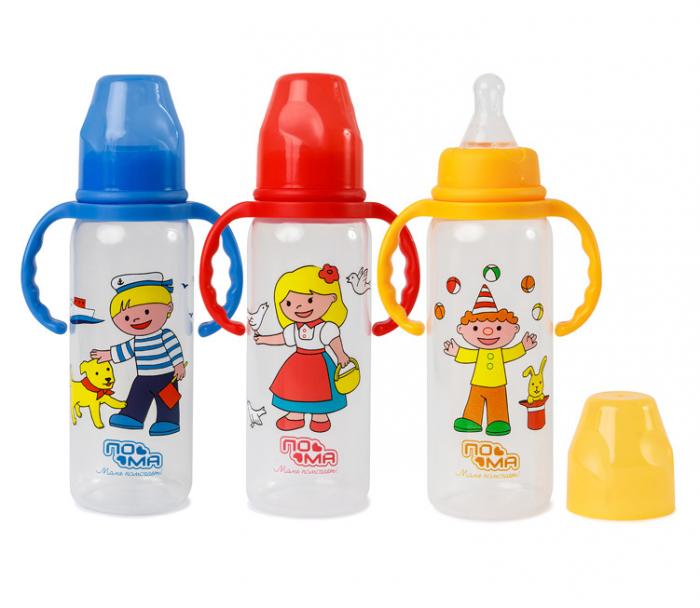 ПОМА БУТЫЛОЧКА 240 мл 3210 силикон. соска (быстр. поток) с ручками