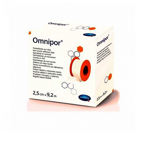 ЛЕЙКОПЛАСТЫРЬ ФИКСИРУЮЩИЙ ХАРТМАНН OMNIPOR нетканый 2,5см х 9,2м