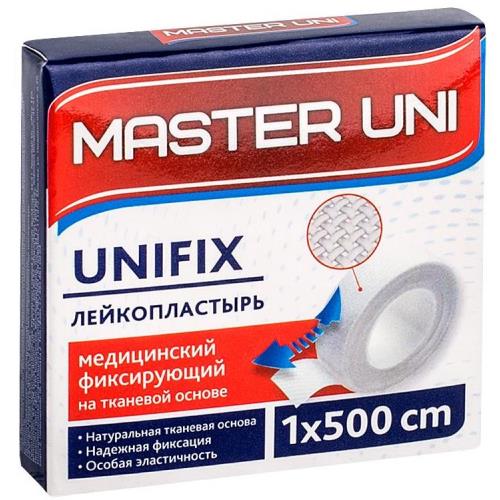ЛЕЙКОПЛАСТЫРЬ ФИКСИРУЮЩИЙ МАСТЕР ЮНИ тканевая основа 1см х 500см карт.упак