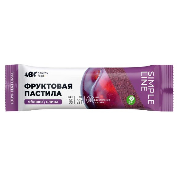АВС ХЭЛСИ ФУД ПАСТИЛА ФРУКТОВАЯ яблоко-слива 27 гр