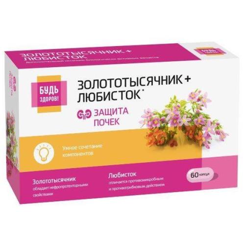 БУДЬ ЗДОРОВ! КОМПЛЕКС ЭКСТРАКТОВ ЗОЛОТОТЫСЯЧНИКА И ЛЮБИСТКА капс. №60