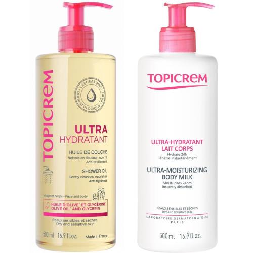ТОПИКРЕМ УЛЬТРА-УВЛАЖНЯЮЩ. НАБОР ДЛЯ ТЕЛА (молочко д/тела + масло д/душа)