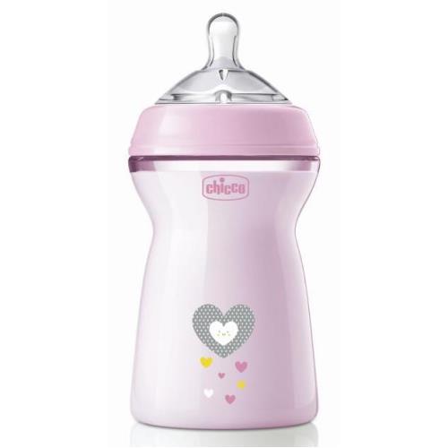CHICCO NATURAL FEELING БУТЫЛОЧКА 330 мл розовая