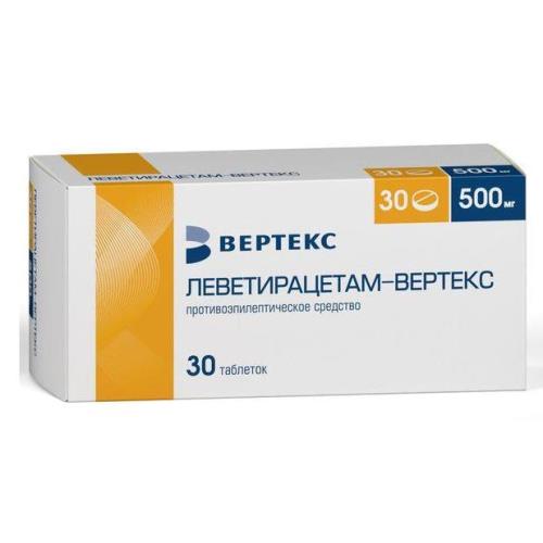 Изображение товара ЛЕВЕТИРАЦЕТАМ ВЕРТЕКС табл. п/о плен. 500 мг №30 Изображение товара ЛЕВЕТИРАЦЕТАМ ВЕРТЕКС табл. п/о плен. 500 мг №30