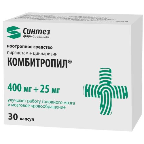 Изображение товара Комбитропил капсулы 400 мг+25 мг №30 для мозга и сосудов