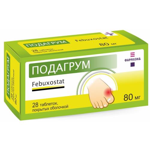 Изображение товара Фебуксостат 80 мг и 120 мг таблетки для лечения гиперурикемии подагры