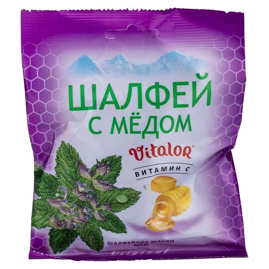 ВИТАЛОР ШАЛФЕЙ С МЕДОМ леденцы с вит С 60 гр