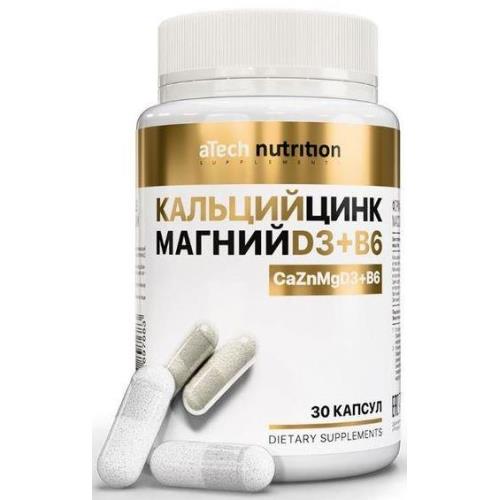 ATECH NUTRITION КАЛЬЦИЙ ЦИНК МАГНИЙ Д3+Б6 капс. №30