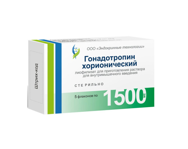 Изображение товара ГОНАДОТРОПИН ХОРИОНИЧЕСКИЙ лиоф. д/приг. р-ра в/м 1500 МЕ фл. №5