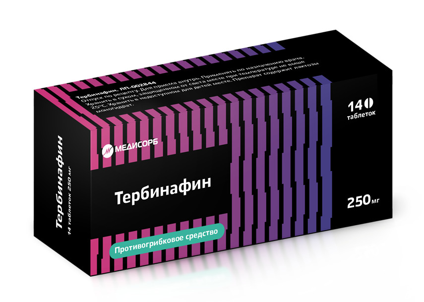 Изображение товара ТЕРБИНАФИН МЕДИСОРБ табл. 250 мг №14