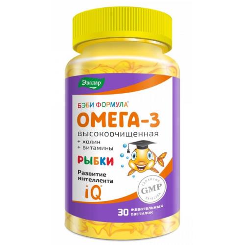 БЭБИ ФОРМУЛА РЫБКИ ОМЕГА-3 ЭВАЛАР пастилки №30