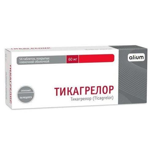 Изображение товара ТИКАГРЕЛОР АЛИУМ табл. п/о плен. 60 мг №56 Изображение товара ТИКАГРЕЛОР АЛИУМ табл. п/о плен. 60 мг №56