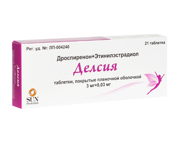 Изображение товара Пленочная таблетка Delsiya Этинилэстрадиол 0, 03 мг/Дроспиренон 0, 03 мг - контрацептив