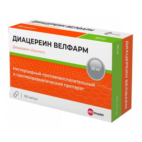 Изображение товара Диацереин Велфарм капсулы 50 мг для лечения остеоартроза