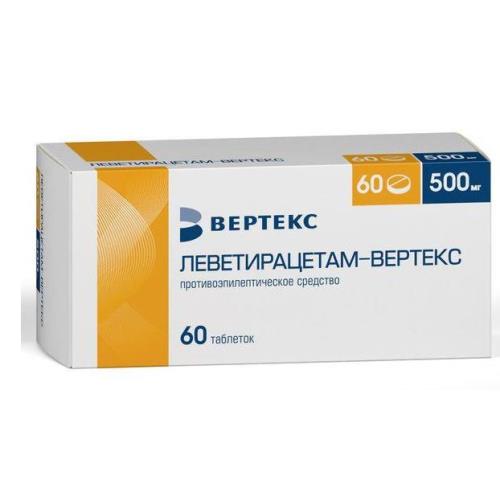Изображение товара ЛЕВЕТИРАЦЕТАМ ВЕРТЕКС табл. п/о плен. 500 мг №60 Изображение товара ЛЕВЕТИРАЦЕТАМ ВЕРТЕКС табл. п/о плен. 500 мг №60