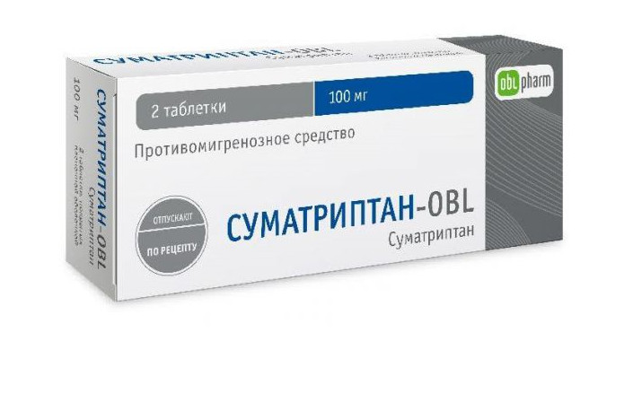 Изображение товара СУМАТРИПТАН ОБЛ табл. п/о плен. 100 мг №2