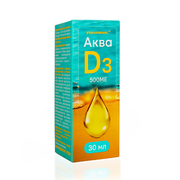 Изображение товара АКВА Д3 УМНИМАКС капли внутр. фл. 500 МЕ 30 мл