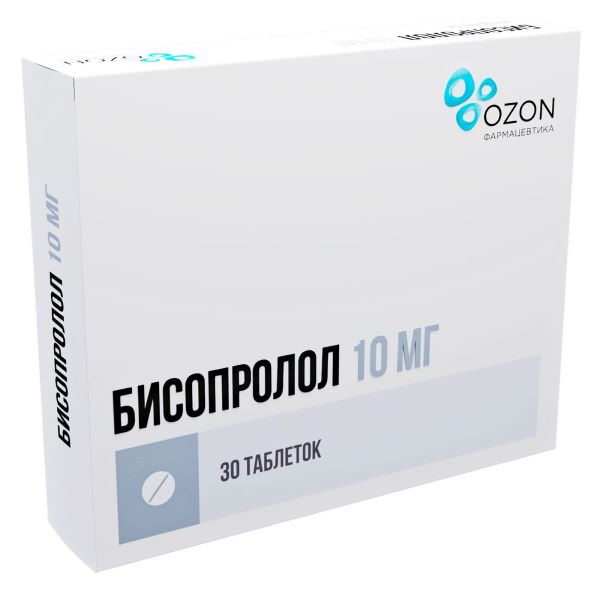 Изображение товара Бисопролол озон 10 мг таблетки №30 для гипертензии и сердечной недостаточности Изображение товара Бисопролол озон 10 мг таблетки №30 для гипертензии и сердечной недостаточности