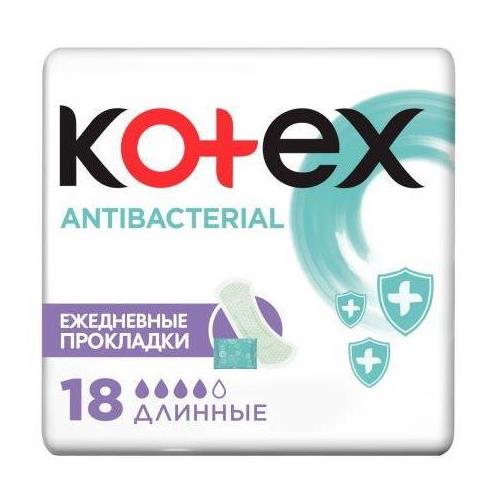 КОТЕКС ПРОКЛАДКИ ЕЖЕДНЕВНЫЕ ANTIBACTERIAL ДЛИННЫЕ №18