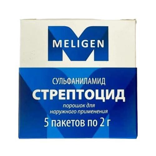 СТРЕПТОЦИД МЕЛИГЕН пор. наруж. пак. 2 гр №5