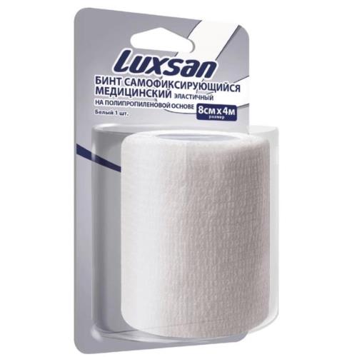 БИНТ САМОФИКСИРУЮЩИЙСЯ LUXSAN полипропилен. основа 8см х 4м белый