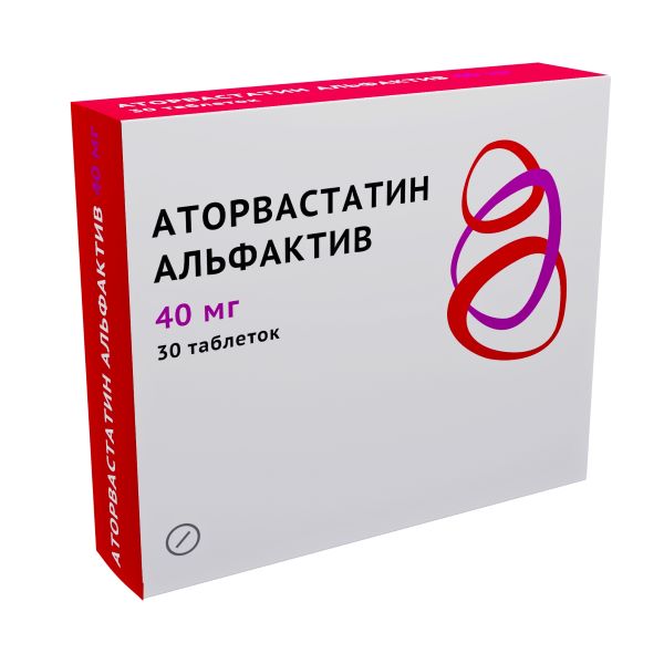 Изображение товара АТОРВАСТАТИН АЛЬФАКТИВ табл. п/о плен. 40 мг №30 Изображение товара АТОРВАСТАТИН АЛЬФАКТИВ табл. п/о плен. 40 мг №30