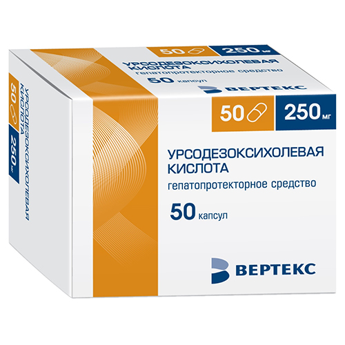 Изображение товара УРСОДЕЗОКСИХОЛЕВАЯ КИСЛОТА ВЕРТЕКС капс. 250 мг №50