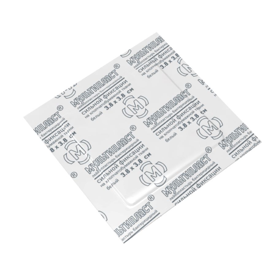 ЛЕЙКОПЛАСТЫРЬ БАКТЕРИЦИДНЫЙ МУЛЬТИПЛАСТ сильная фиксация 3,8см х 3,8см
