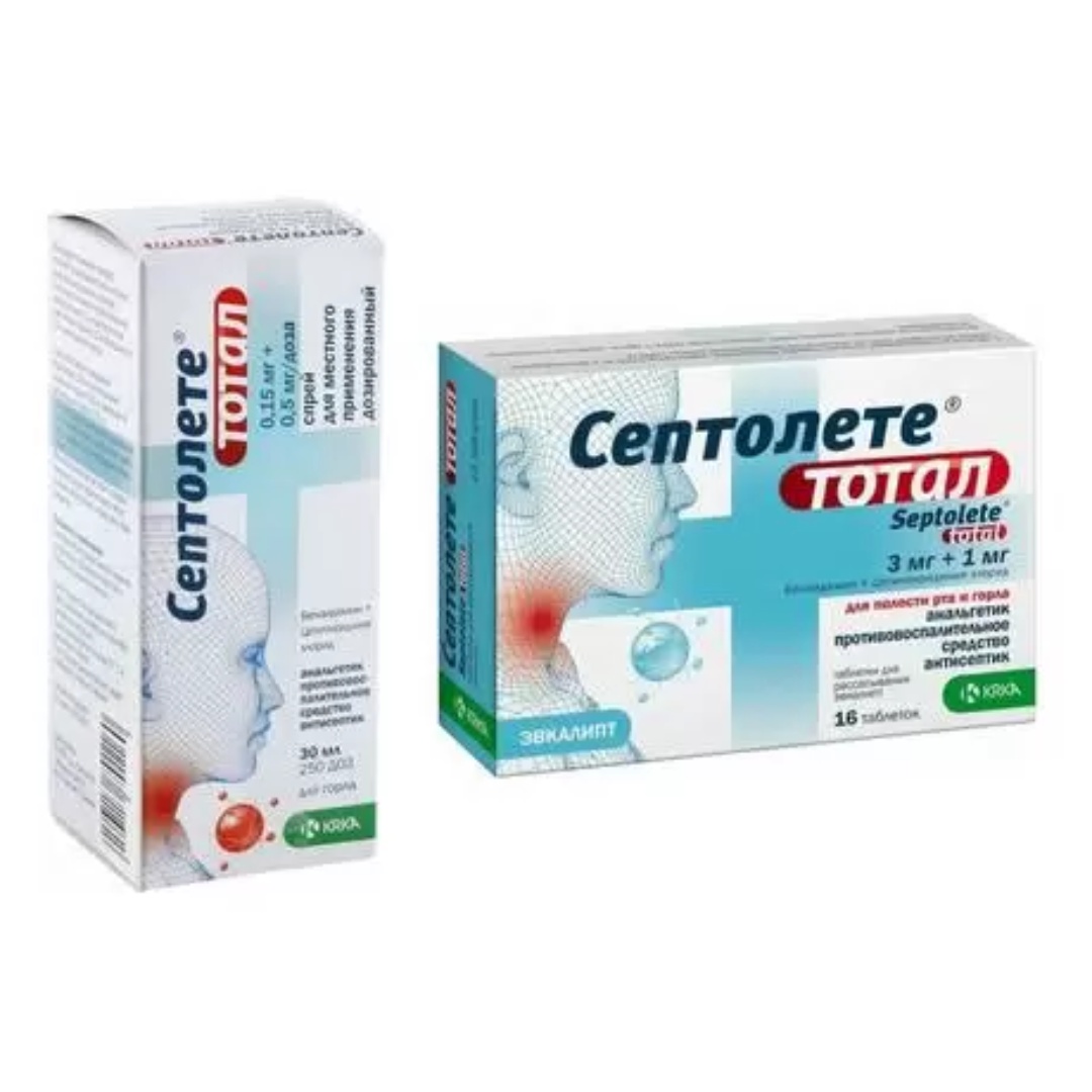 Комплект из 2Х товаров СЕПТОЛЕТЕ ТОТАЛ спрей д/местн...