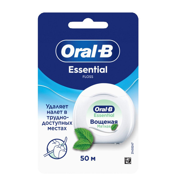 ОРАЛ-БИ (ORAL-B) ESSENTIAL ЗУБНАЯ НИТЬ 50 м вощеная с...