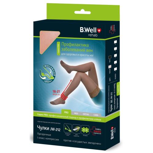 ЧУЛКИ КОМПРЕССИОННЫЕ БИ ВЕЛЛ (B.WELL) JW-212 черн. (ажурный верх) 1 класс компр. р.2