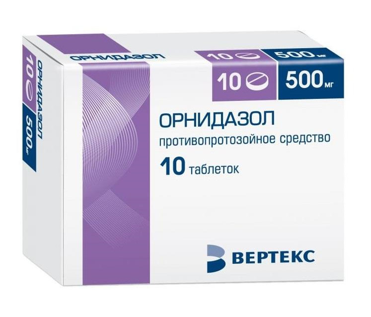 Изображение товара ОРНИДАЗОЛ ВЕРТЕ табл 500 мг пленочная оболочка 10 табл