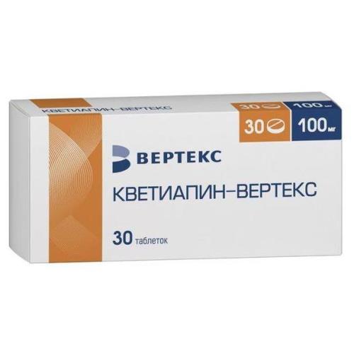 Изображение товара КВЕТИАПИН ВЕРТЕКС табл. п/о плен. 100 мг №30 Изображение товара КВЕТИАПИН ВЕРТЕКС табл. п/о плен. 100 мг №30
