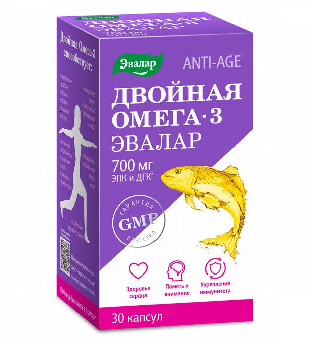 ДВОЙНАЯ ОМЕГА-3 ЭВАЛАР капс. №30