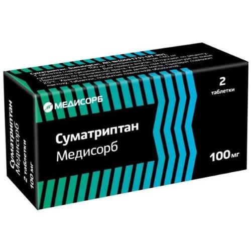 Изображение товара СУМАТРИПТАН МЕДИСОРБ табл. п/о плен. 100 мг №2 Изображение товара СУМАТРИПТАН МЕДИСОРБ табл. п/о плен. 100 мг №2